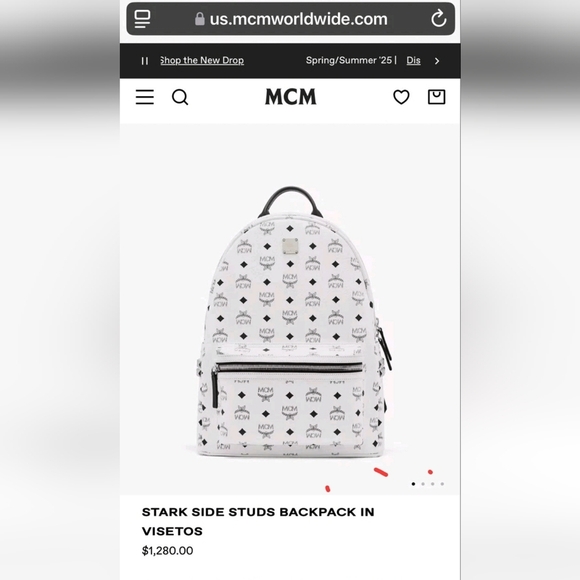 RARE MCM SIZE XL Stark studded Backpack  NEW WITH TAGS IN WHITE - Picture 10 of 11